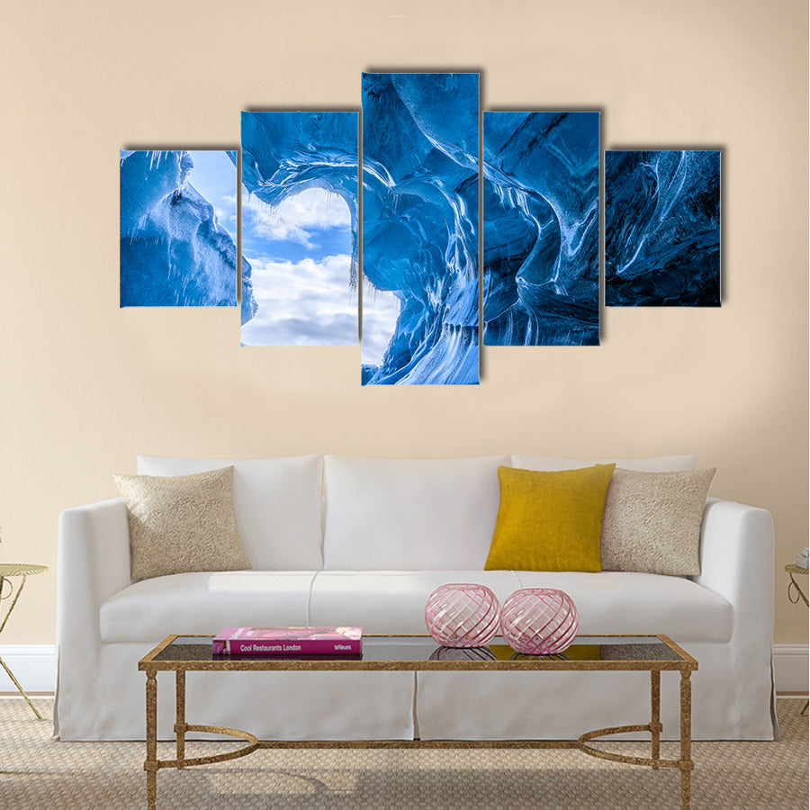 Blue glacier cave in Iceland multi panel canvas wall art