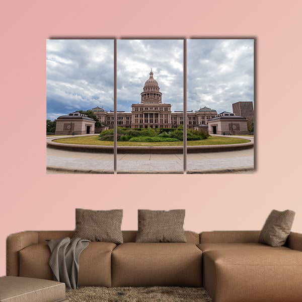 Texas state capital building in cloudy day, Austin Multi panel canvas wall art