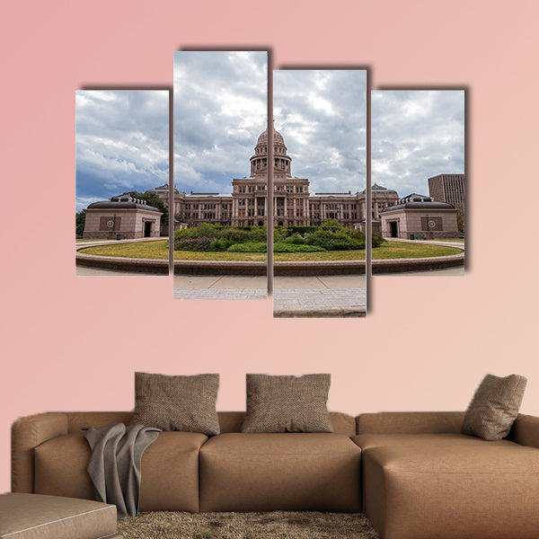 Texas state capital building in cloudy day, Austin Multi panel canvas wall art