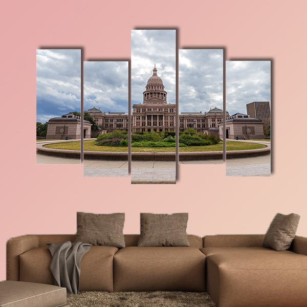 Texas state capital building in cloudy day, Austin Multi panel canvas wall art