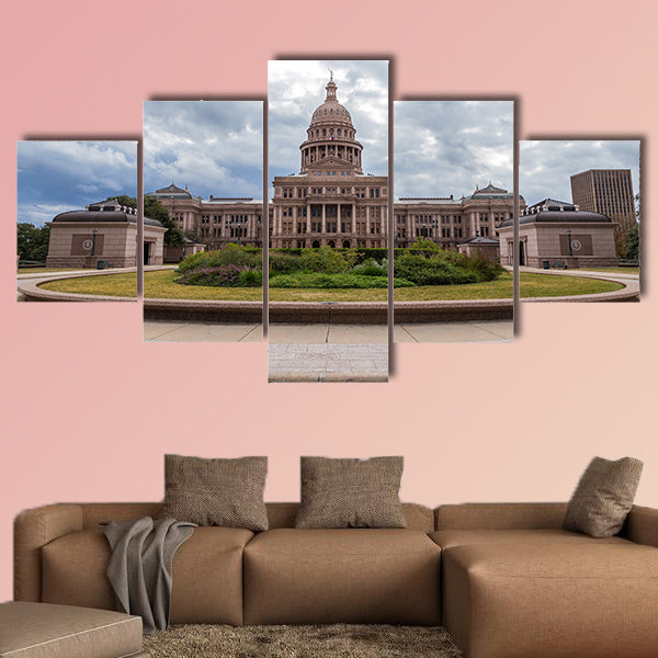 Texas state capital building in cloudy day, Austin Multi panel canvas wall art