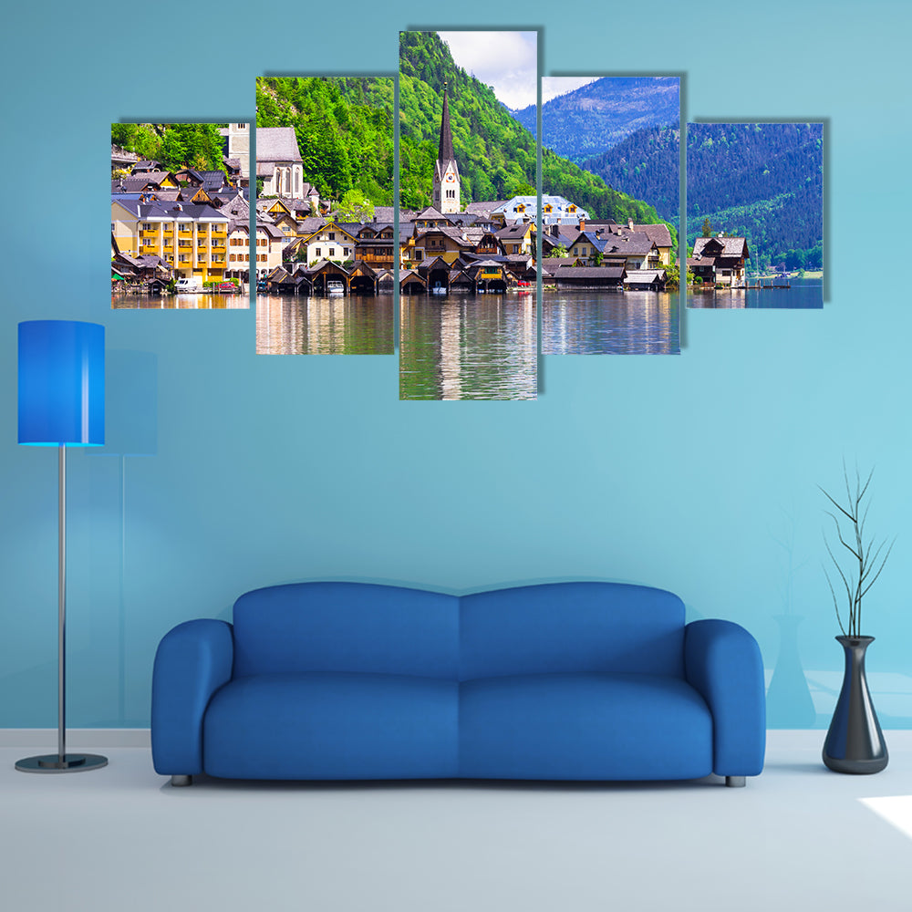 Hallstatt, a beautiful village in Austria multi panel canvas wall art