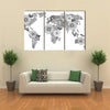 World map made of flowers multi panel canvas wall art