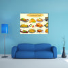 Collection of delicious Continental food in vector Multi panel canvas wall art