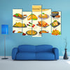 Collection of delicious Continental food in vector Multi panel canvas wall art