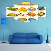 Collection of delicious Continental food in vector Multi panel canvas wall art