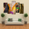 Indian Elephant In Festive Color In Jaipur Multi Panel Canvas Wall Art