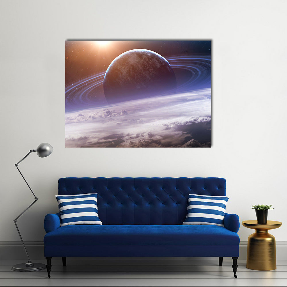 Scenery Of Planets, Stars and Galaxy In Outer Space Multi Panel Canvas Wall Art