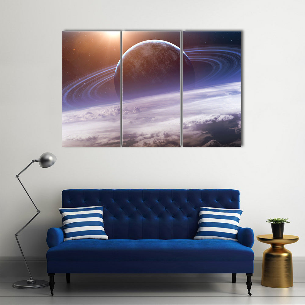 Scenery Of Planets, Stars and Galaxy In Outer Space Multi Panel Canvas Wall Art