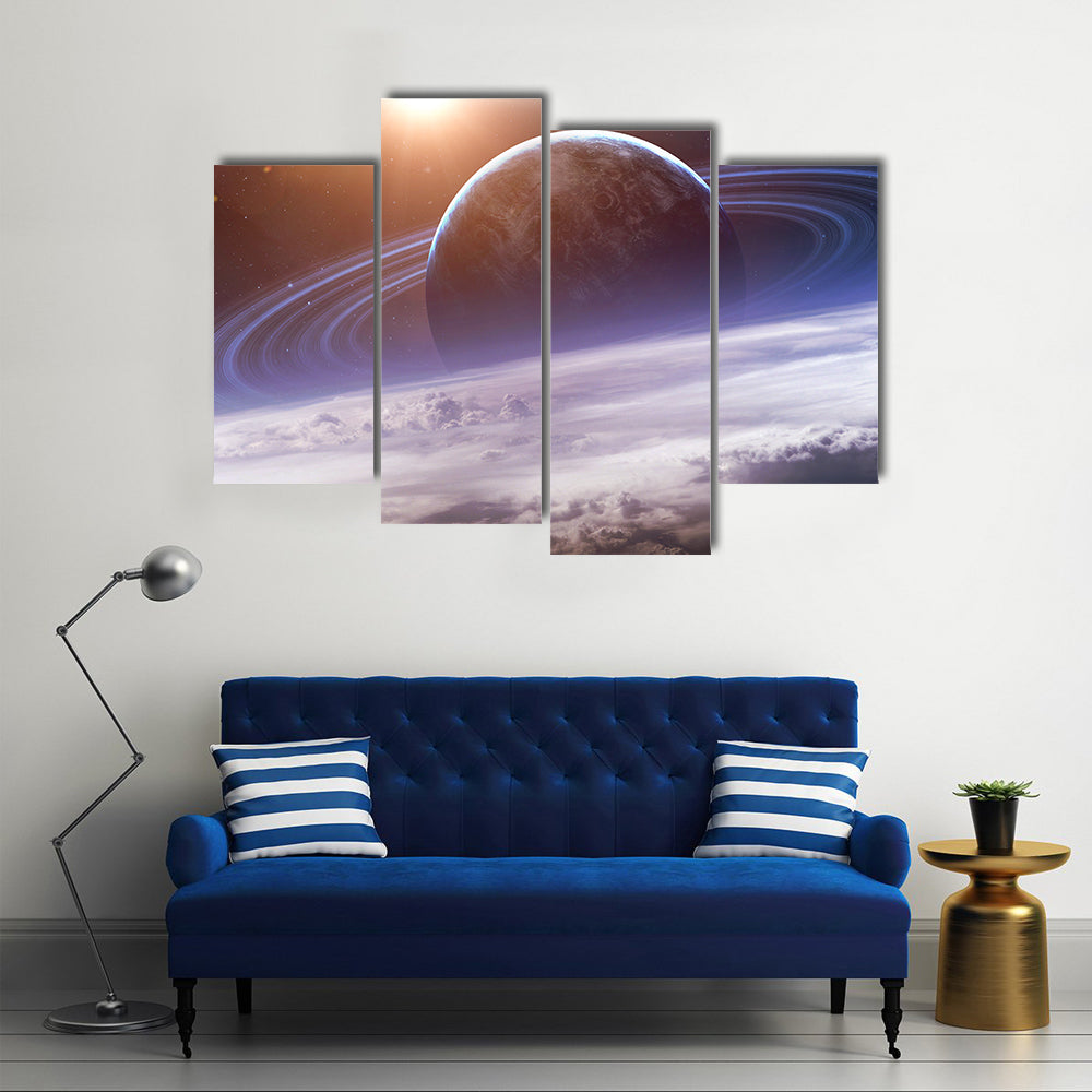 Scenery Of Planets, Stars and Galaxy In Outer Space Multi Panel Canvas Wall Art