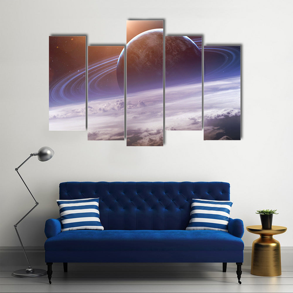Scenery Of Planets, Stars and Galaxy In Outer Space Multi Panel Canvas Wall Art
