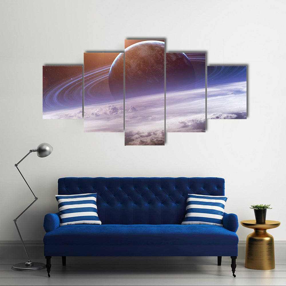 Scenery Of Planets, Stars and Galaxy In Outer Space Multi Panel Canvas Wall Art