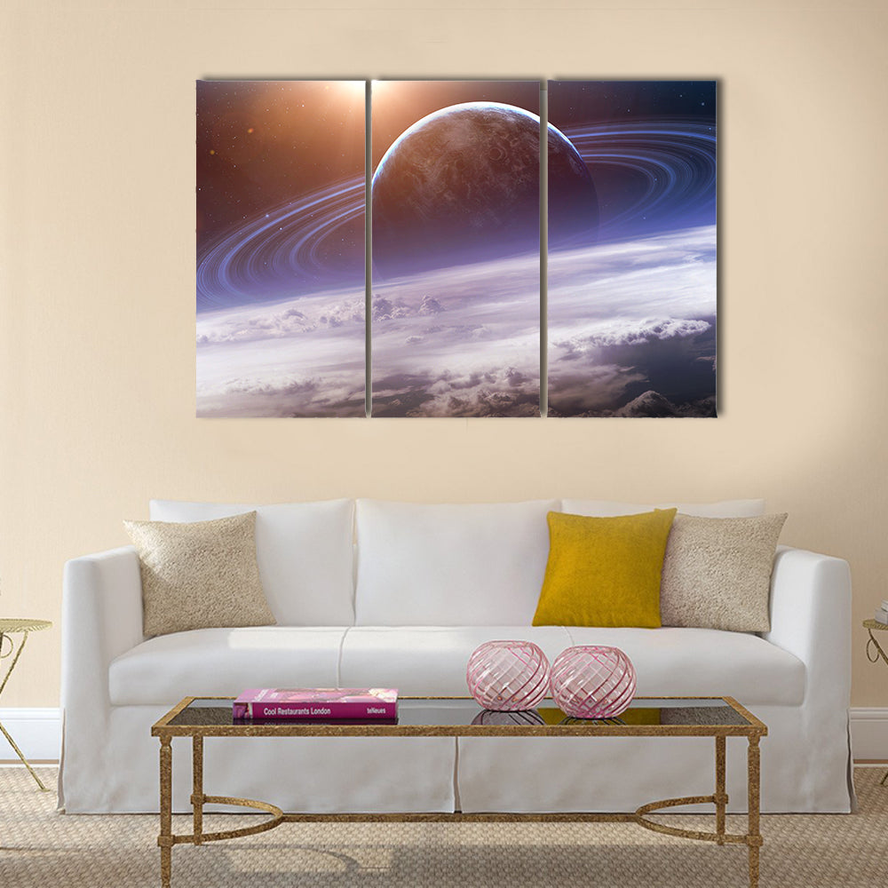 Universe scene with planets, stars and galaxies in outer space Multi Panel Canvas Wall Art