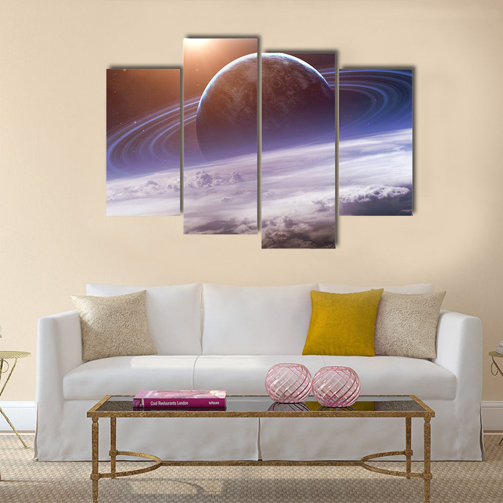 Universe scene with planets, stars and galaxies in outer space Multi Panel Canvas Wall Art