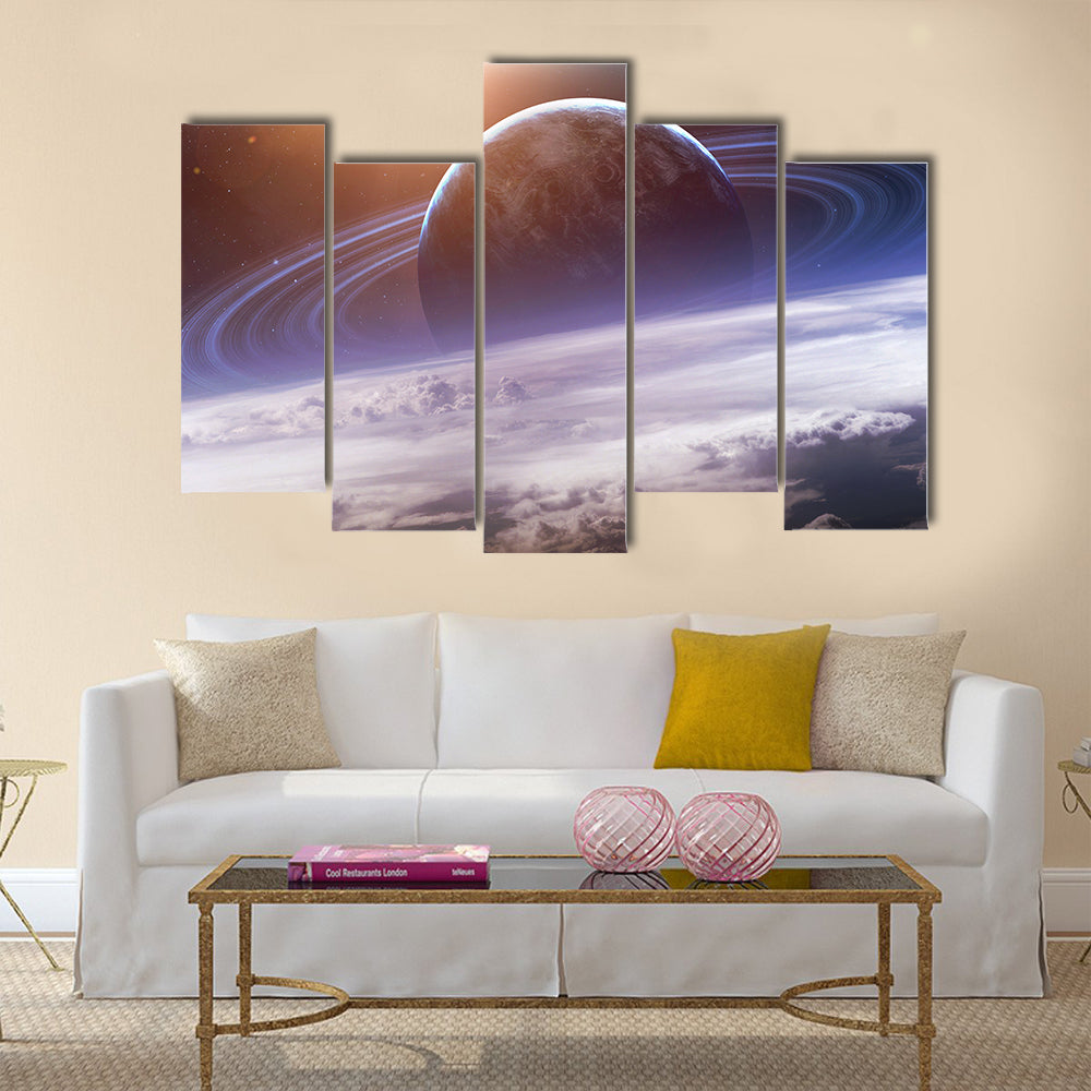 Universe scene with planets, stars and galaxies in outer space Multi Panel Canvas Wall Art