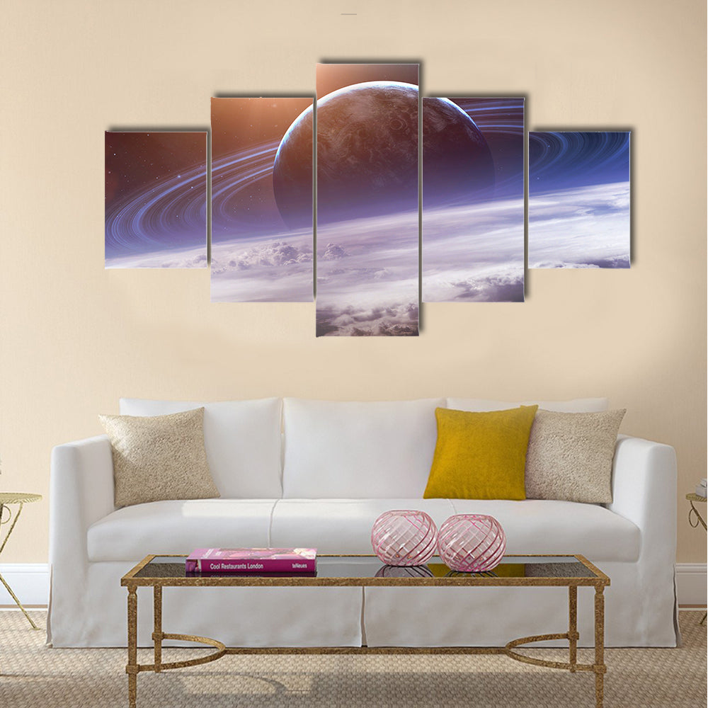 Universe scene with planets, stars and galaxies in outer space Multi Panel Canvas Wall Art