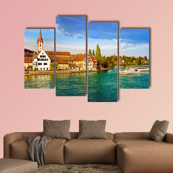 Cruise ship going down the Rhine River in Switzerland wall art