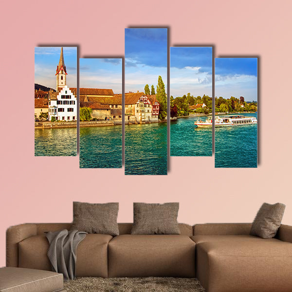 Cruise ship going down the Rhine River in Switzerland wall art