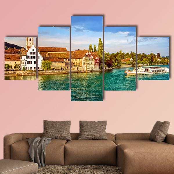 Cruise ship going down the Rhine River in Switzerland wall art