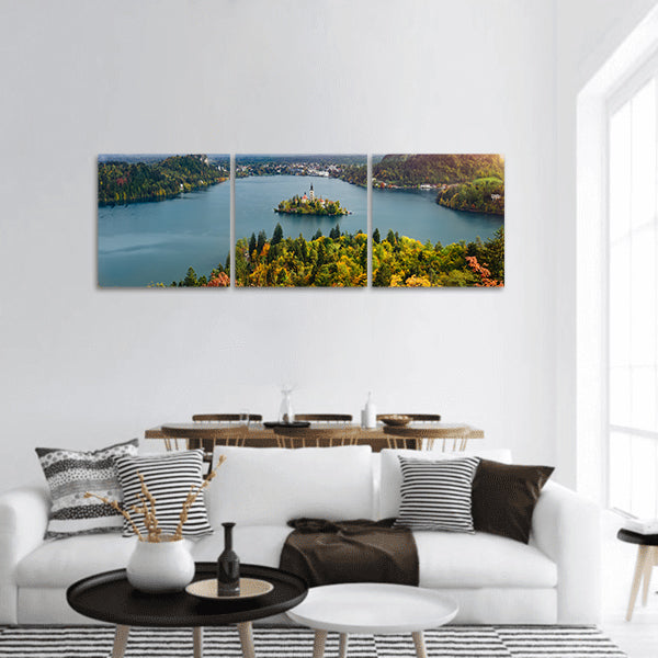 Breathtaking long exposure of Lake Bled, Slovenia, Europe panoramic canvas wall art