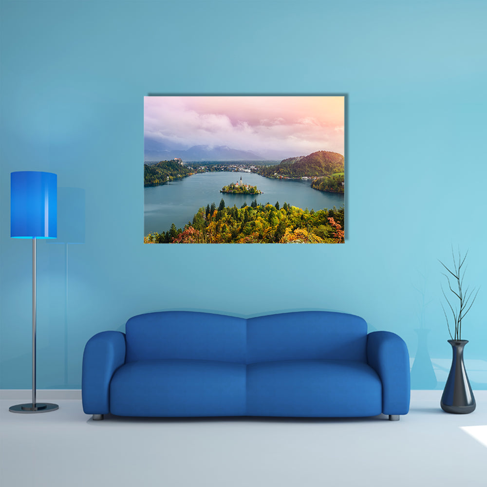 Breathtaking long exposure aerial panoramic view Europe Osojnica multi panel canvas wall art