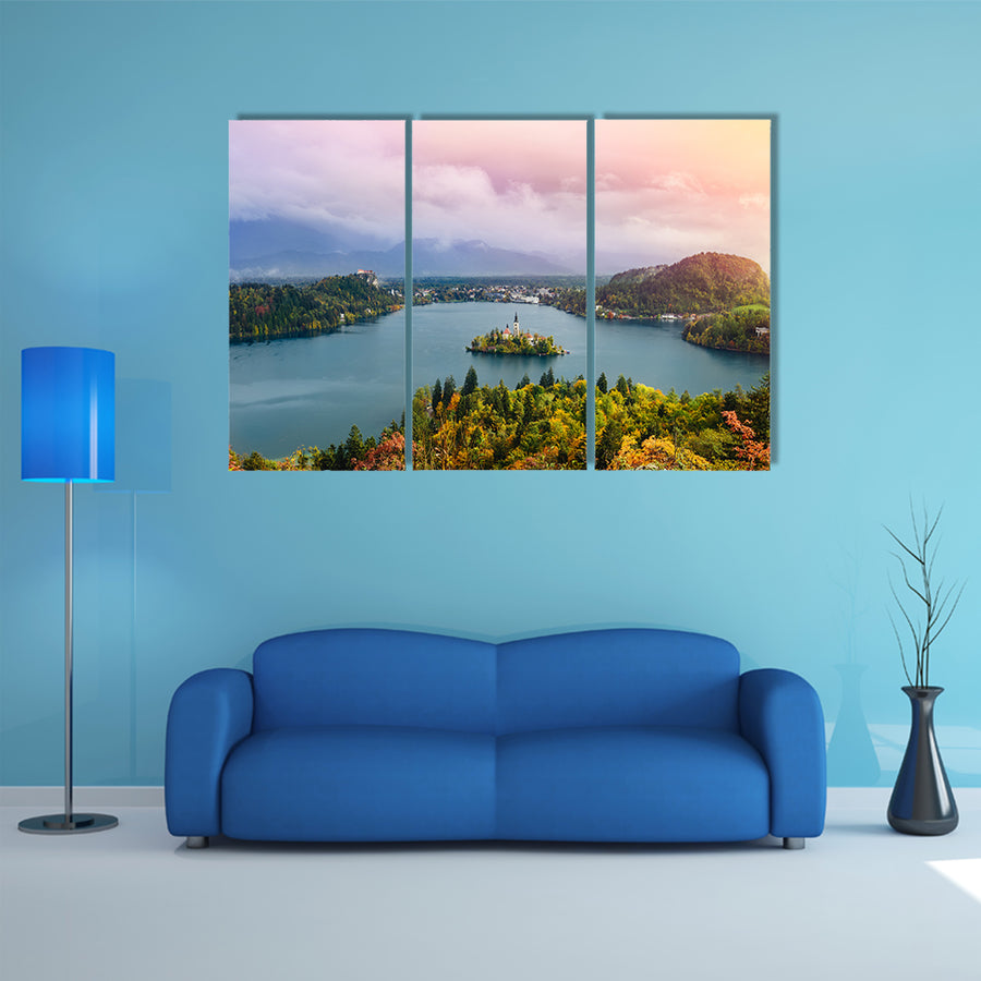 Breathtaking long exposure aerial panoramic view Europe Osojnica multi panel canvas wall art