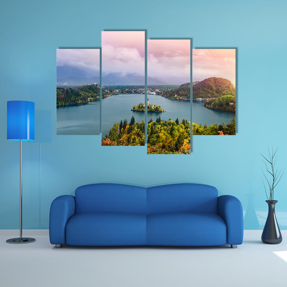 Breathtaking long exposure aerial panoramic view Europe Osojnica multi panel canvas wall art