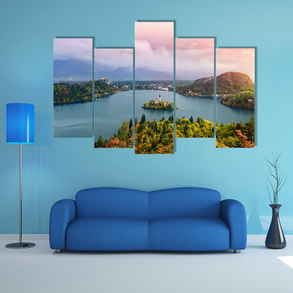 Breathtaking long exposure aerial panoramic view Europe Osojnica multi panel canvas wall art