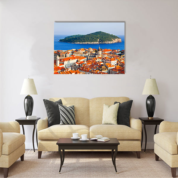Town Dubrovnik and island in Croatia Multi panel canvas wall art