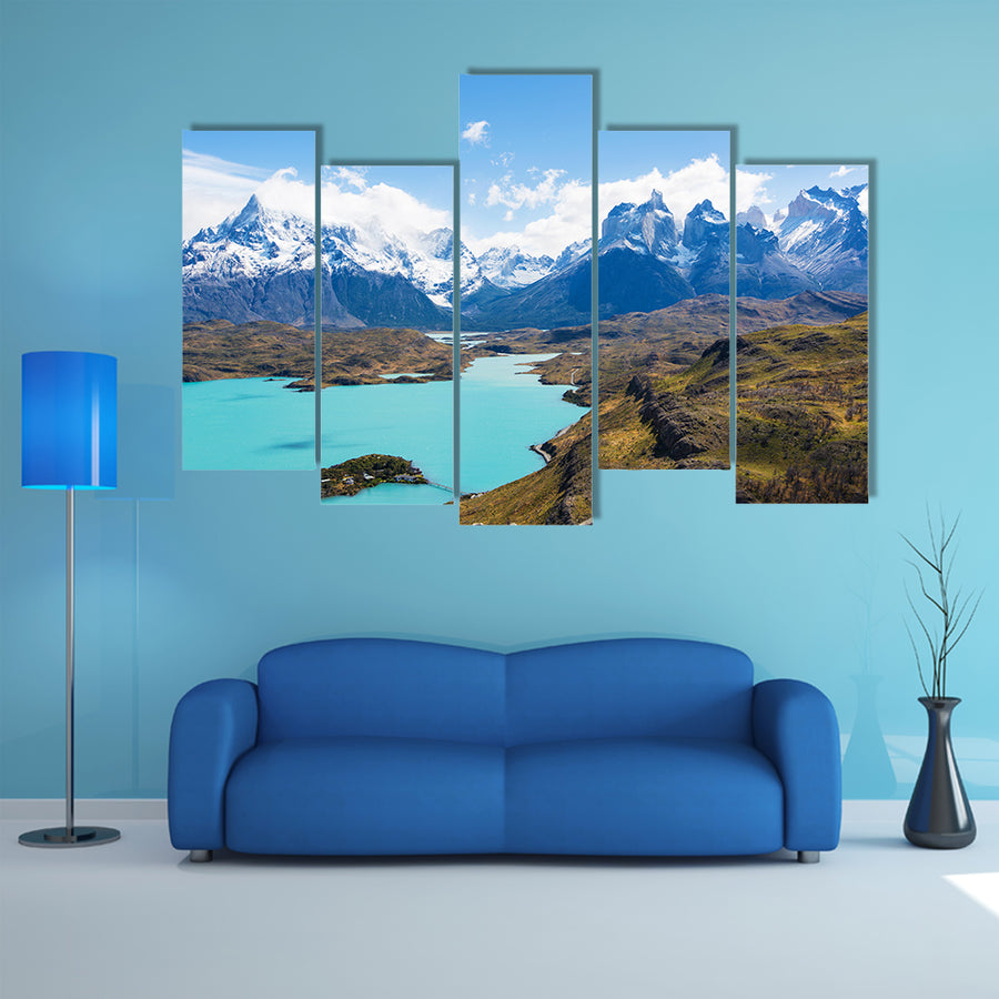 Amazing view at cuernos del paine multi panel canvas wall art