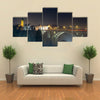 The Night Skyline Of The Luxembourg At The Adolph Bridge, A Historic Place In Europe, Multi Panel Canvas Wall Art