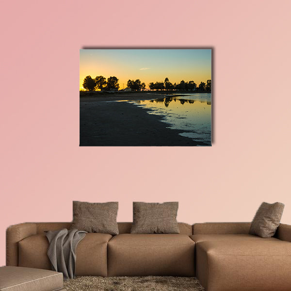 The Sunset at the lakes of Messologgi in the Greece multi panel canvas wall art