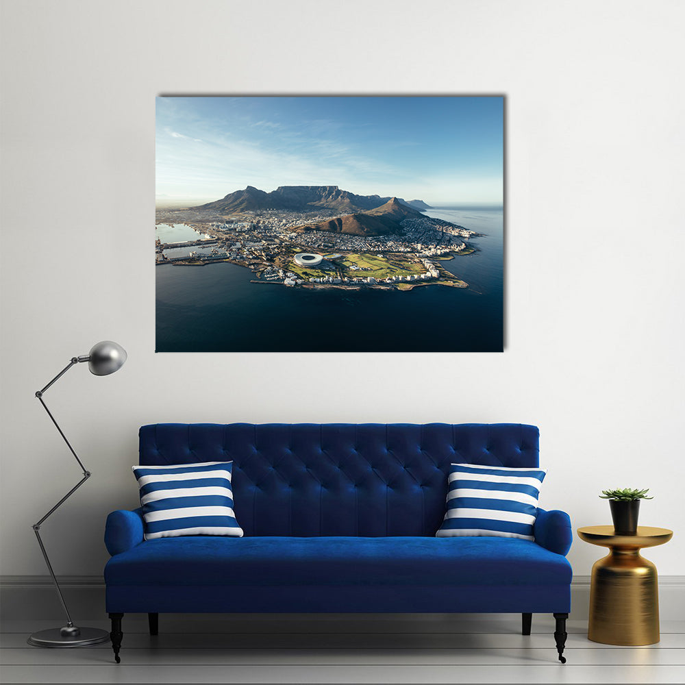 Aerial coastal view of Cape Town city with table mountain, South Africa Multi panel canvas wall art