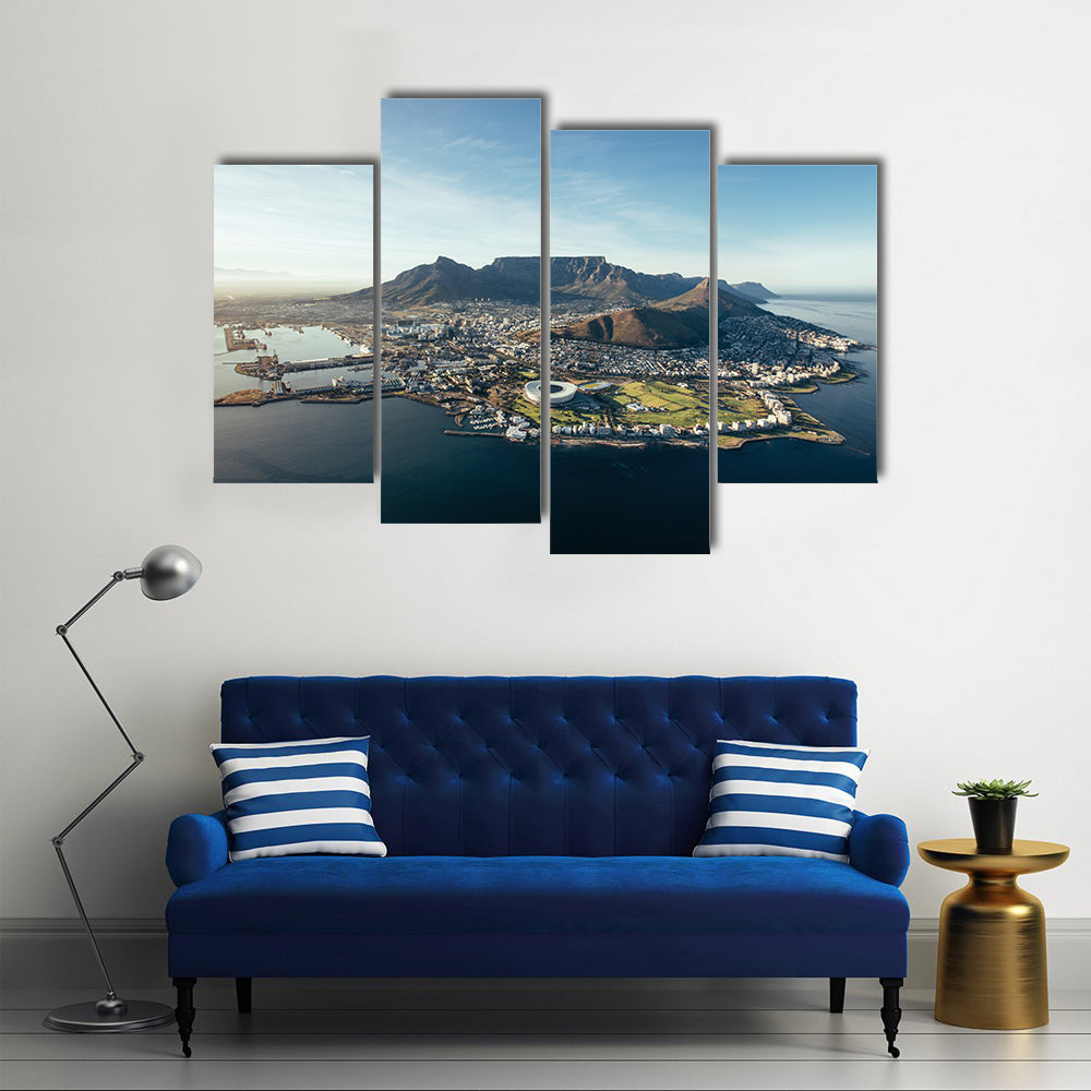 Aerial coastal view of Cape Town city with table mountain, South Africa Multi panel canvas wall art