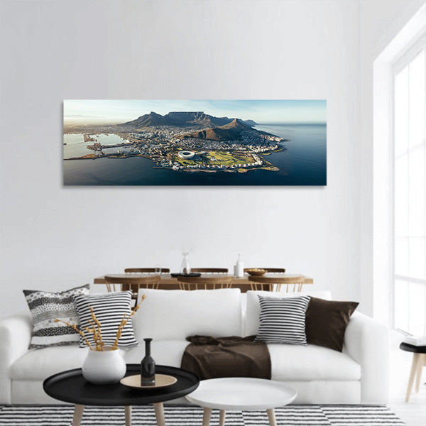 cape town harbour, lion's head devil's peak, table mountain panoramic canvas wall art