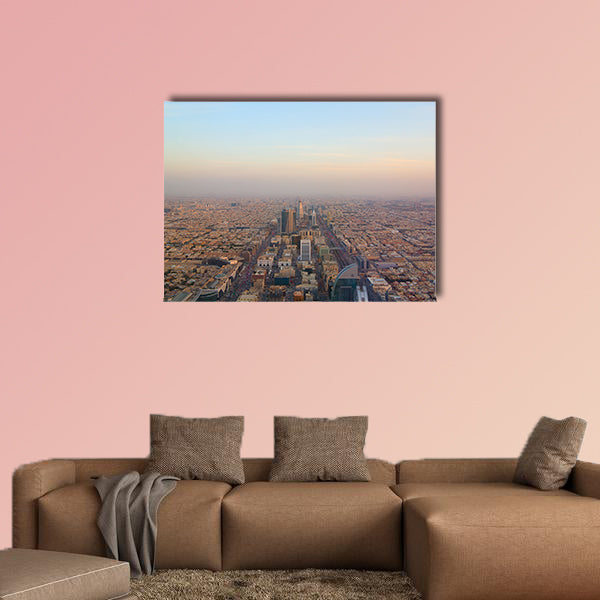 Aerial view of Riyadh downtown in Riyadh, Saudi Arabia multi panel canvas wall art
