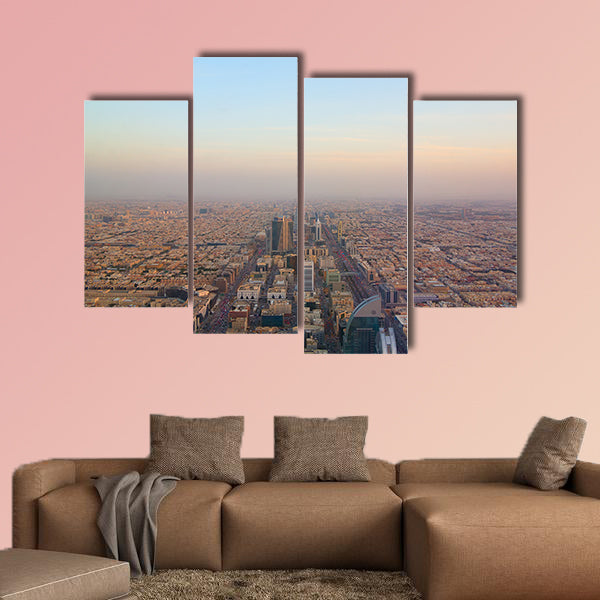 Aerial view of Riyadh downtown in Riyadh, Saudi Arabia multi panel canvas wall art