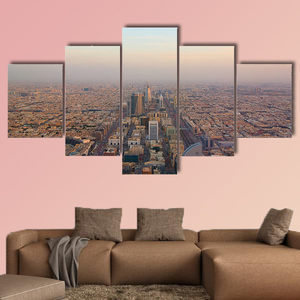 Aerial view of Riyadh downtown in Riyadh, Saudi Arabia multi panel canvas wall art