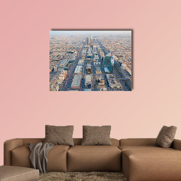 Aerial view of Riyadh downtown in Riyadh, Saudi Arabia multi panel canvas wall art
