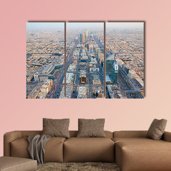 Aerial view of Riyadh downtown in Riyadh, Saudi Arabia multi panel canvas wall art