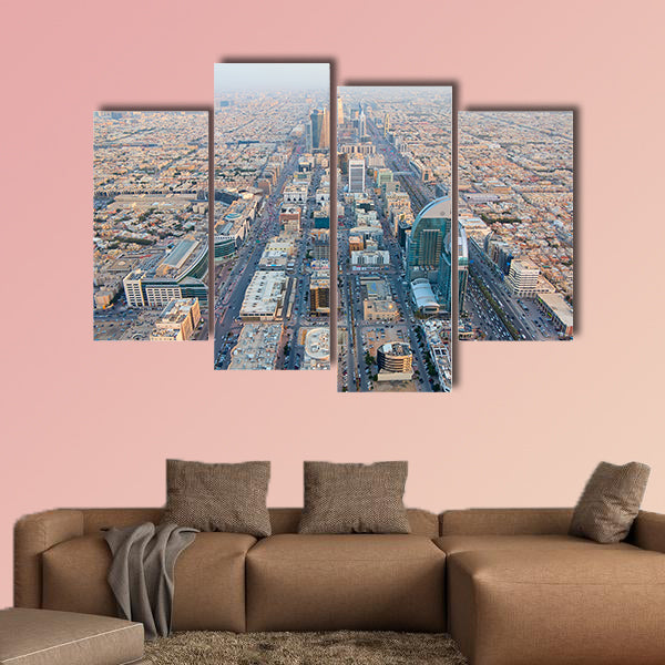 Aerial view of Riyadh downtown in Riyadh, Saudi Arabia multi panel canvas wall art
