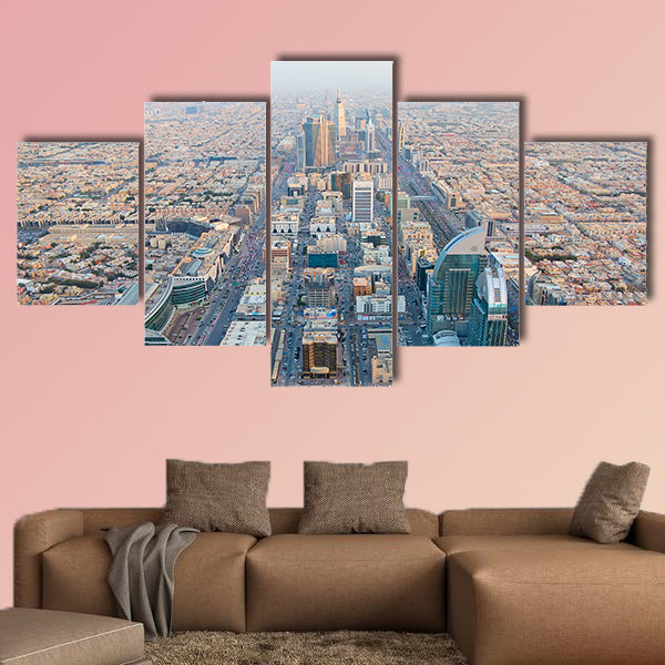Aerial view of Riyadh downtown in Riyadh, Saudi Arabia multi panel canvas wall art