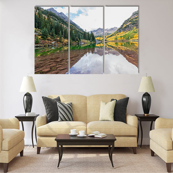 Maroon Bells Fall Reflection Multi panel canvas wall art