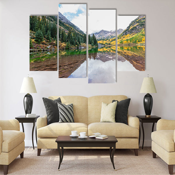 Maroon Bells Fall Reflection Multi panel canvas wall art
