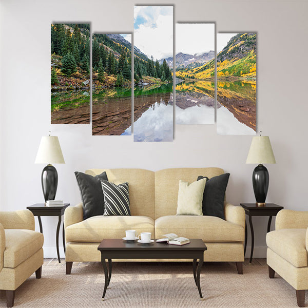 Maroon Bells Fall Reflection Multi panel canvas wall art