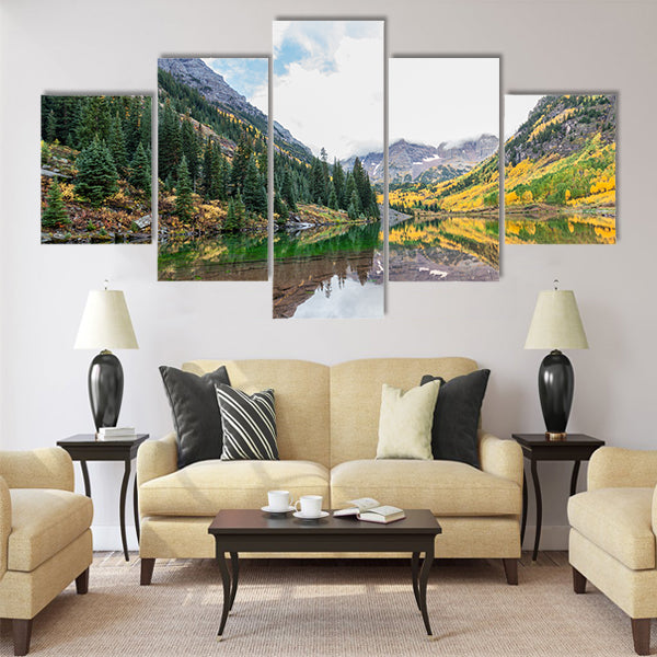 Maroon Bells Fall Reflection Multi panel canvas wall art