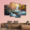 Beautiful waterfall at Mountain River in colorful autumn forest multi panel canvas wall art