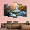 Beautiful waterfall at Mountain River in colorful autumn forest multi panel canvas wall art