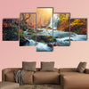 Beautiful waterfall at Mountain River in colorful autumn forest multi panel canvas wall art