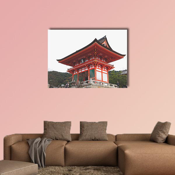 Tourists walk on a street around Kiyomizu Temple Multi panel canvas wall art